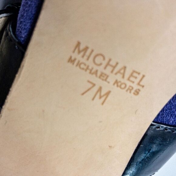 Michael Kors Hanna Purple Suede Open Toe Buckle Pumps Sz 7M - Picture 10 of 11